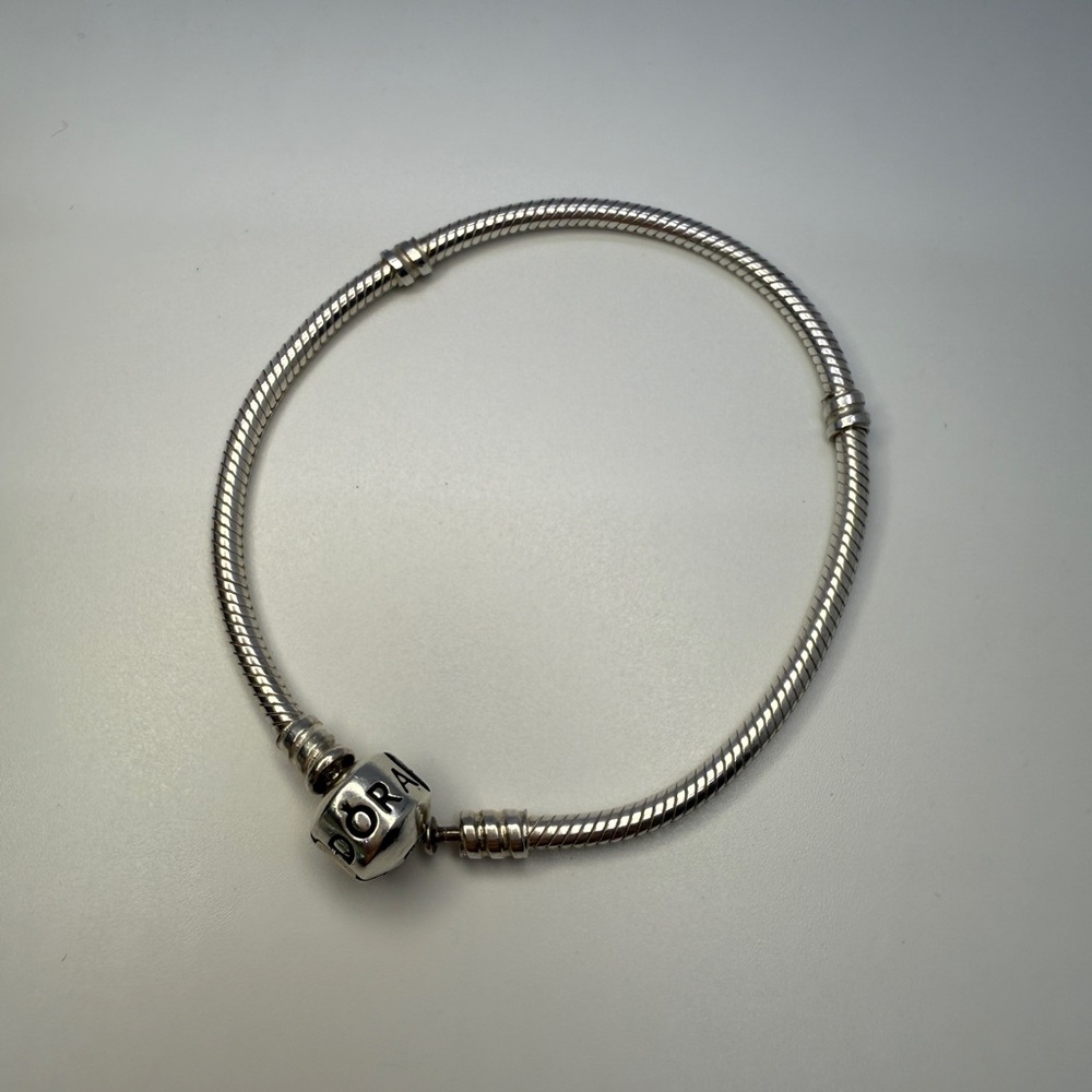 Pandora Sterling Silver Snake Chain Bracelet with Barrel Clasp 925 ALE- 7.5 inch